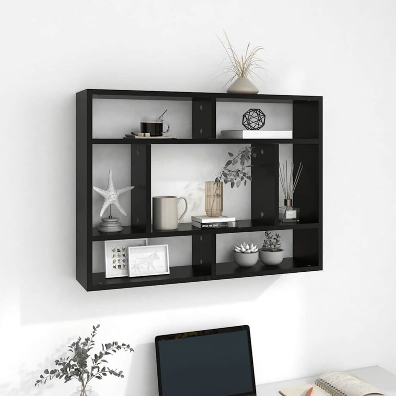 foto del prodotto vidaxl scaffale a parete nero 75x16x55 cm in legno multistrato