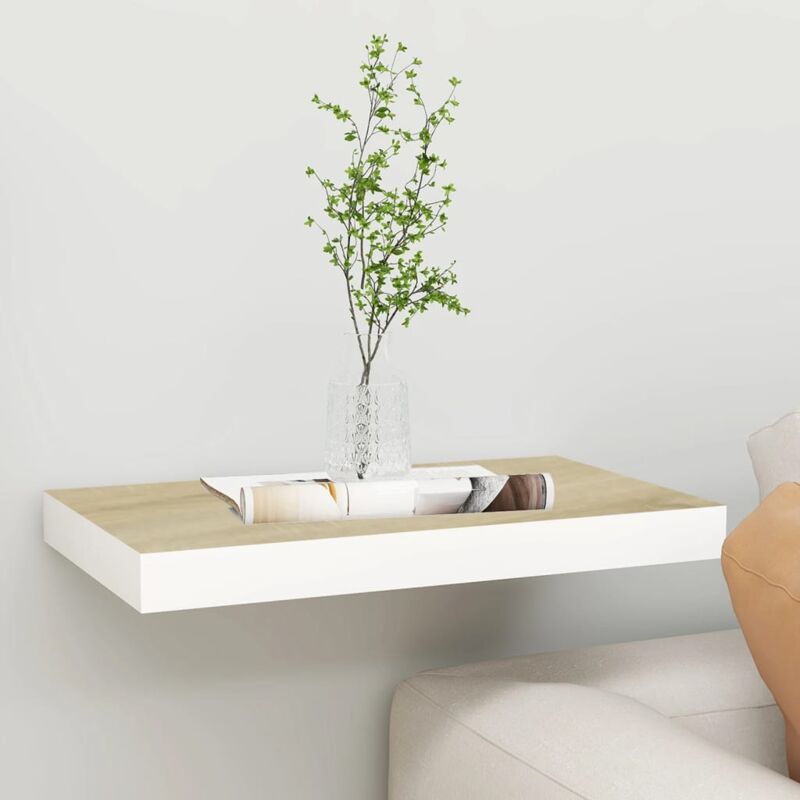 foto del prodotto vidaxl scaffale a parete rovere e bianco 50x23x3,8 cm in mdf