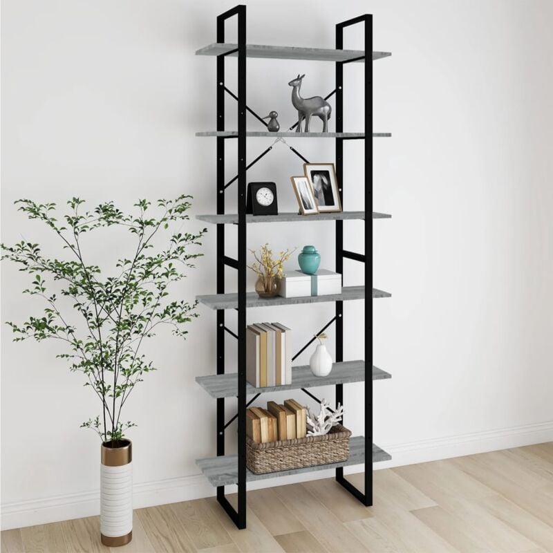 foto del prodotto vidaxl scaffale alto grigio sonoma 80x30x210 cm in legno multistrato