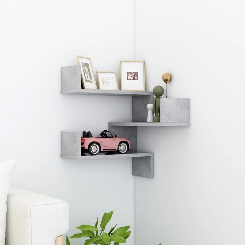 foto del prodotto vidaxl scaffale angolare a muro grigio cemento 40x40x50 cm multistrato