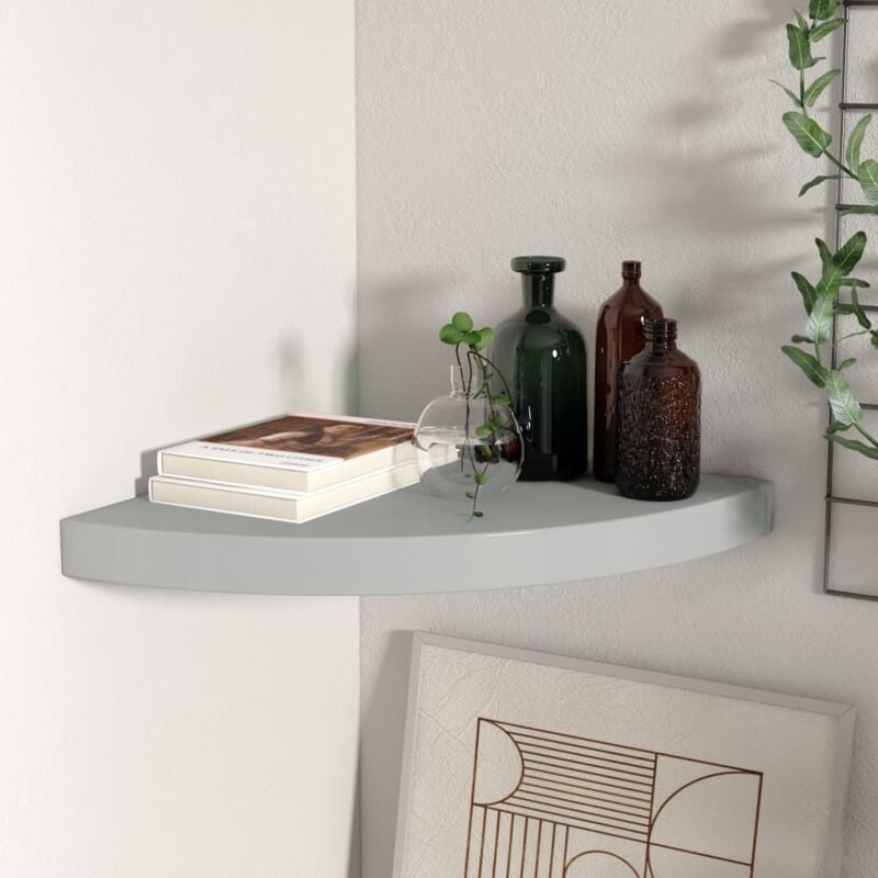 foto del prodotto vidaxl scaffale angolare a parete grigio 35x35x3,8 cm in mdf