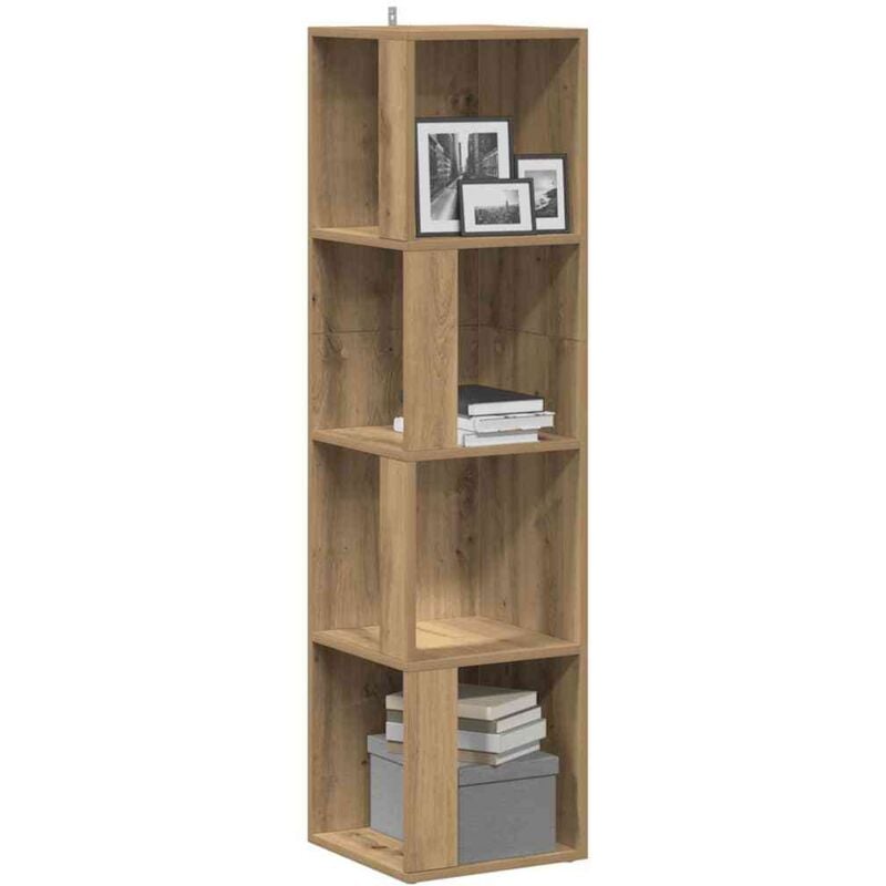 foto del prodotto vidaxl scaffale angolare rovere artigianale 33x33x132 cm in truciolato