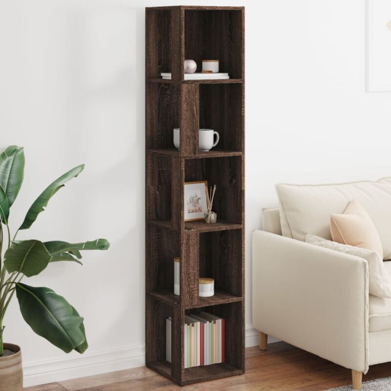 foto del prodotto vidaxl scaffale angolo rovere marrone 33x33x164,5 cm legno multistrato