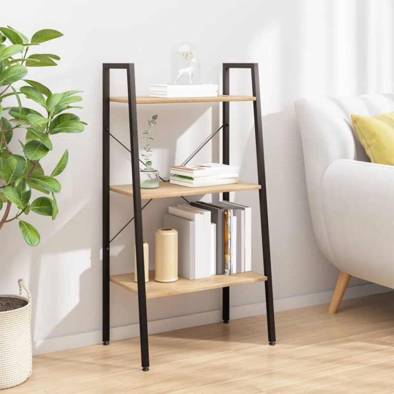 foto del prodotto vidaxl scaffale autoportante 3 ripiani marrone chiaro nero 56x35x108cm