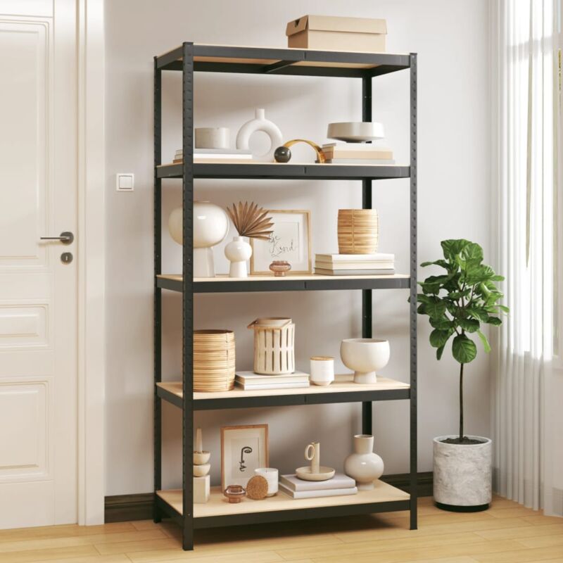 foto del prodotto vidaxl scaffale con 5 ripiani in legno e acciaio 90x40x180cm color antracite