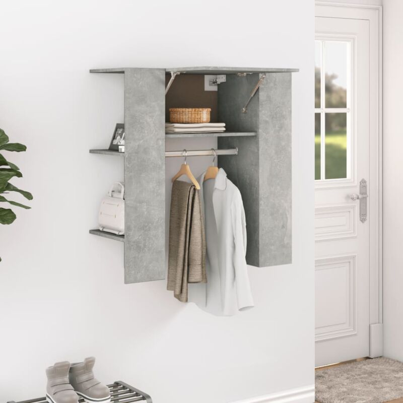 foto del prodotto vidaxl scaffale ingresso bianco lucido 97,5x37x99 cm legno multistrato colore cemento