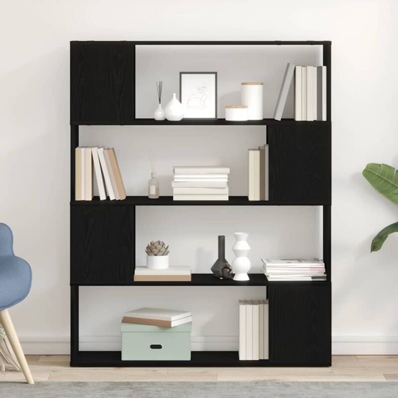 foto del prodotto vidaxl scaffale nero rovere 100x24x124 cm in legno ingegnerizzato