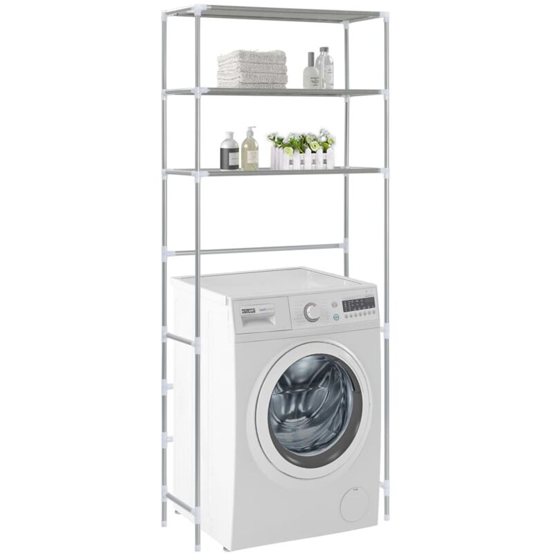 foto del prodotto vidaxl scaffale per lavatrice con 3 ripiani argento 69x28x169 cm