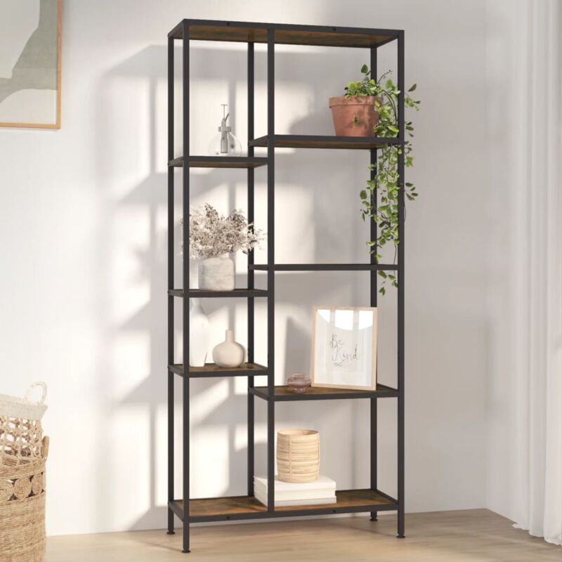 foto del prodotto vidaxl scaffale per libri 80x30x180 cm acciaio e legno multistrato