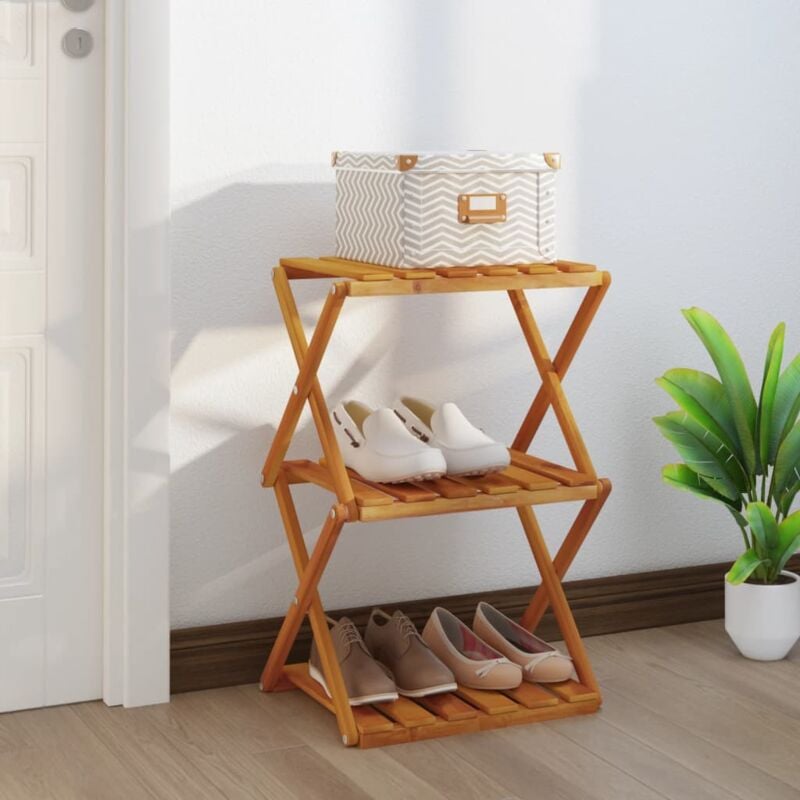 foto del prodotto vidaxl scaffale pieghevole 3 ripiani marrone 70x31x63 massello acacia