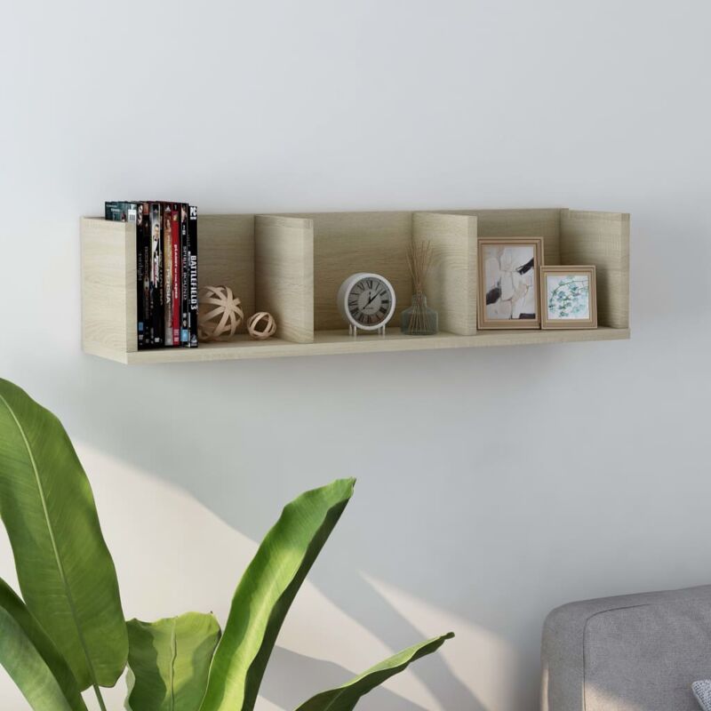 foto del prodotto vidaxl scaffale porta cd a parete rovere sonoma 75x18x18cm multistrato
