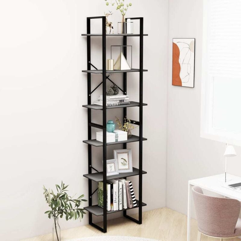 foto del prodotto vidaxl scaffale portaoggetti grigio 60x30x210 cm in legno multistrato