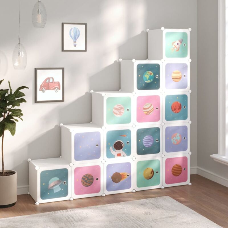 foto del prodotto vidaxl scaffale portaoggetti per bambini con 15 cubi bianchi in pp