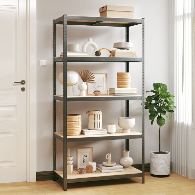 foto del prodotto vidaxl scaffale resistente 5 strati grigio acciaio e legno multistrato