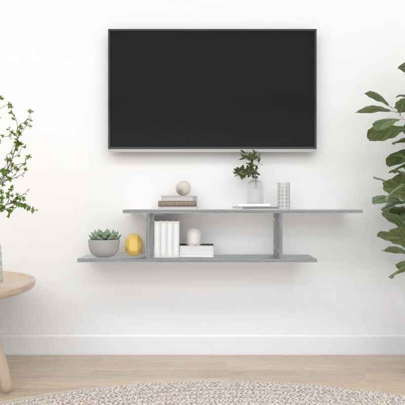 foto del prodotto vidaxl scaffale tv parete grigio sonoma 125x18x23 cm legno multistrato