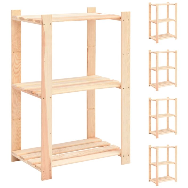 foto del prodotto vidaxl scaffali a 3 livelli 5 pz 60x38x90 cm in massello pino 150 kg 224590