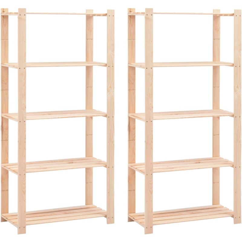 foto del prodotto vidaxl scaffali a 5 livelli 2 pz 80x38x170 cm in massello pino 250 kg 610879