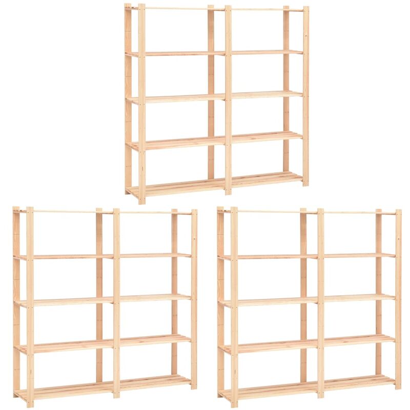 foto del prodotto vidaxl scaffali a 5 livelli 80x38x170 cm massello pino 500 kg vari modelli modelli 3 pz
