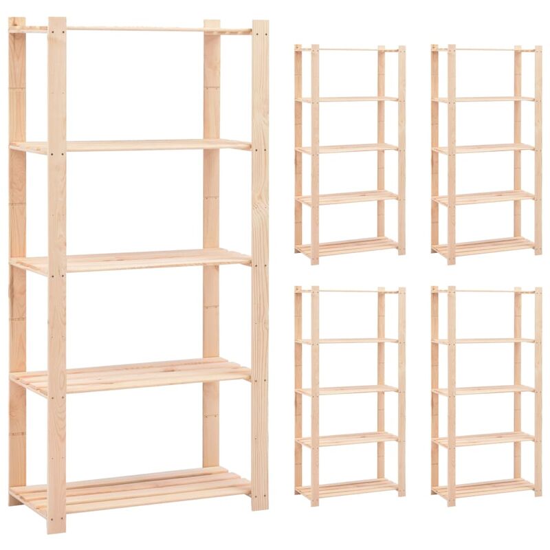 foto del prodotto vidaxl scaffali a 5 livelli inlegno massello di pino 80x38x170 cm 250 kg vari modelli modelli 5 pz