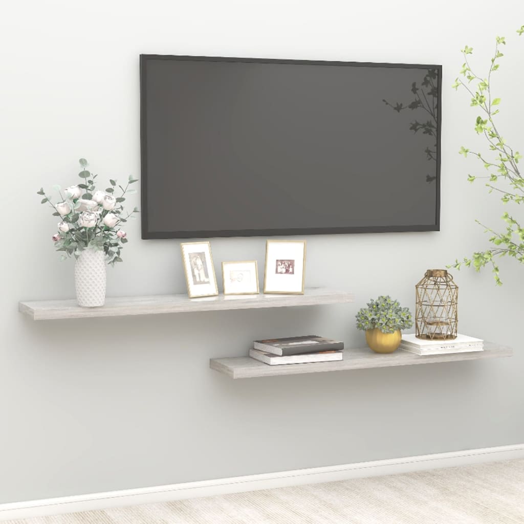 foto del prodotto vidaxl scaffali a parete 2 pz grigio cemento 120x23,5x3,8 cm in mdf