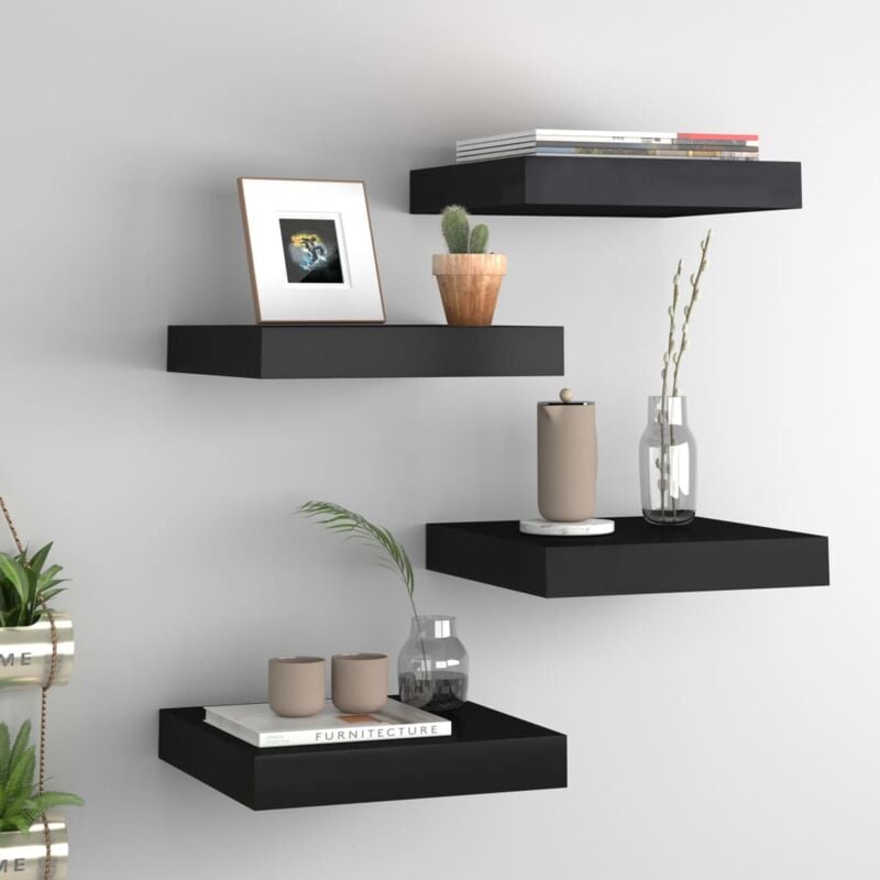 foto del prodotto vidaxl scaffali a parete 4 pz neri 23x23,5x3,8 cm in mdf