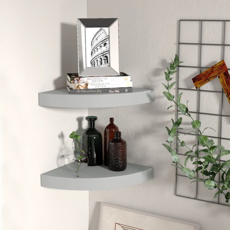 foto del prodotto vidaxl scaffali angolari a parete 2 pz grigi 25x25x3,8 cm in mdf