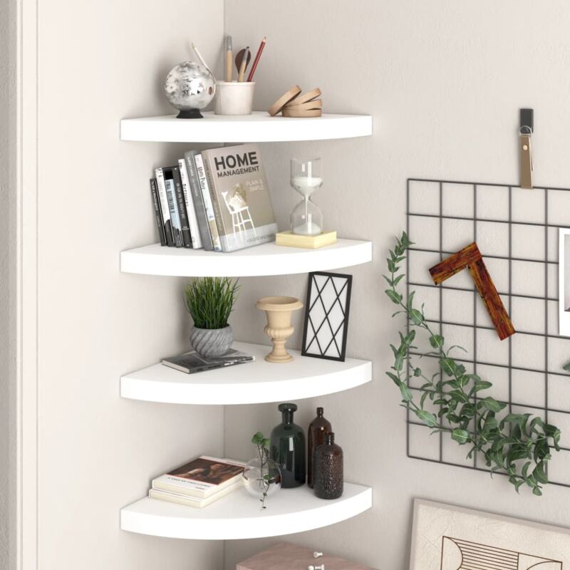 foto del prodotto vidaxl scaffali angolari a parete 4 pz bianchi 35x35x3,8 cm in mdf