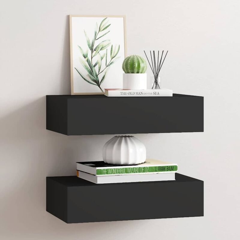 foto del prodotto vidaxl scaffali con cassetti da parete 2 pz neri 40x23,5x10 cm mdf