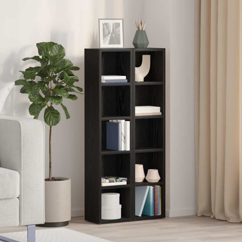 foto del prodotto vidaxl scaffali porta cd 2 pz rovere nero 21x16x93,5 cm in truciolato