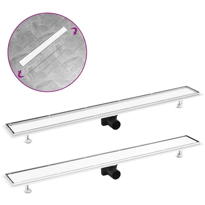 foto del prodotto vidaxl scarico doccia 2 in 1 con copertura 103x14 cm in acciaio inox 108330