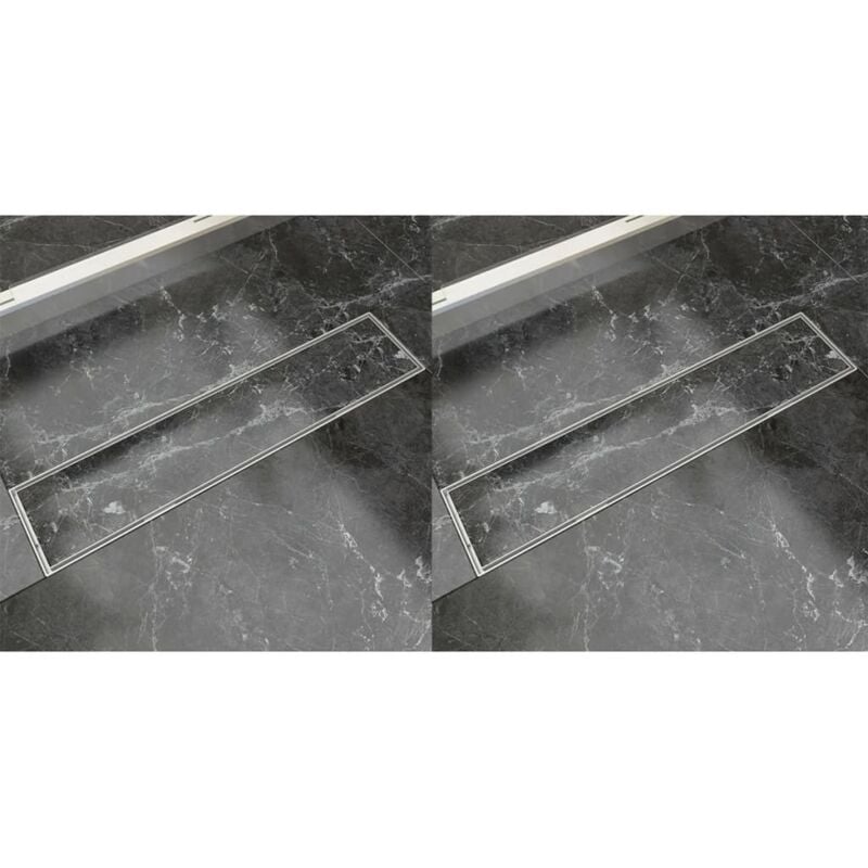 foto del prodotto vidaxl scarico doccia lineare set 2 pz design piastrella in acciaio inossidabile vari dimensioni dimensioni 530 x 140 mm