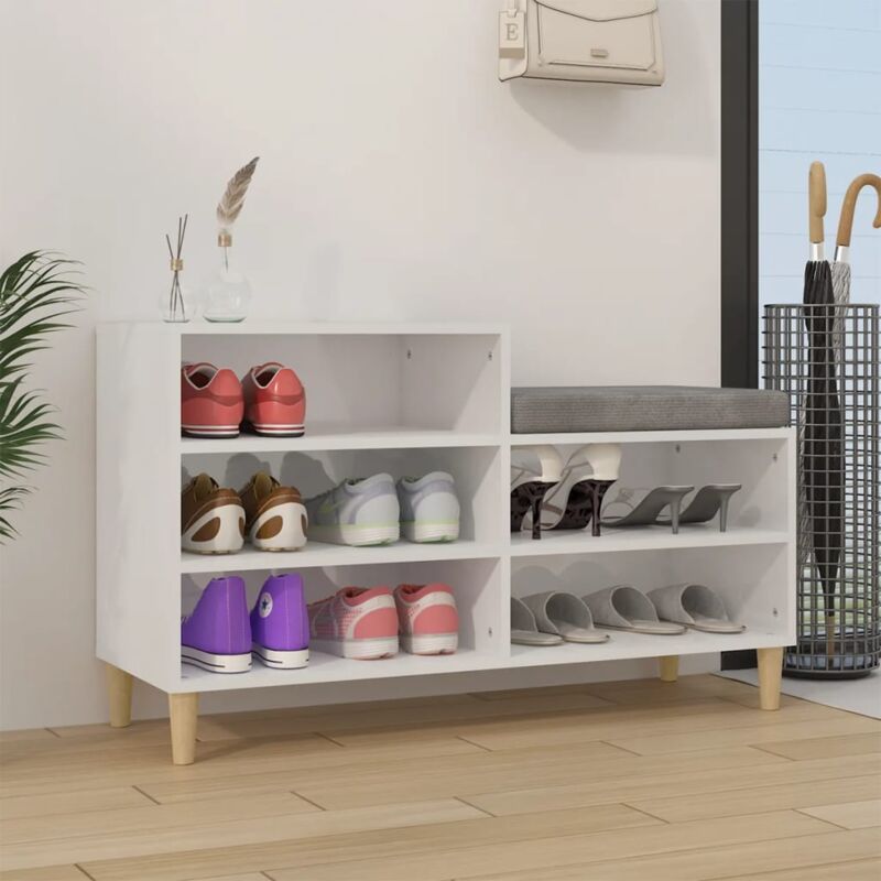 foto del prodotto vidaxl scarpiera bianco lucido 102x36x60 cm in legno multistrato