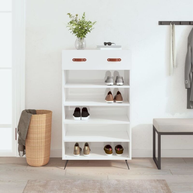 foto del prodotto vidaxl scarpiera bianco lucido 60x35x105 cm in legno multistrato