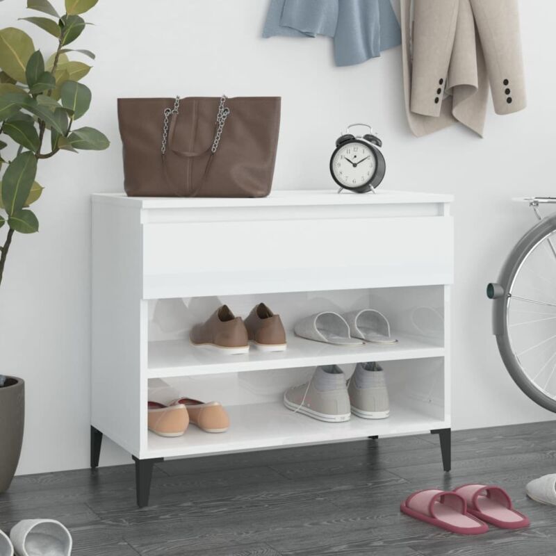 foto del prodotto vidaxl scarpiera bianco lucido 70x36x60 cm in legno multistrato