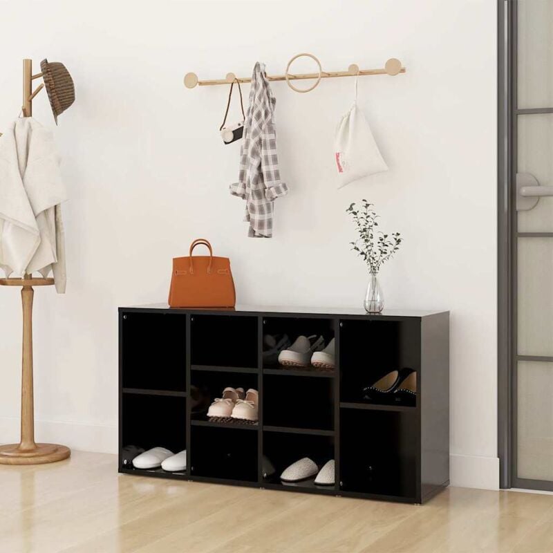 foto del prodotto vidaxl scarpiera con panchina nera 103x30x54,5 cm legno multistrato