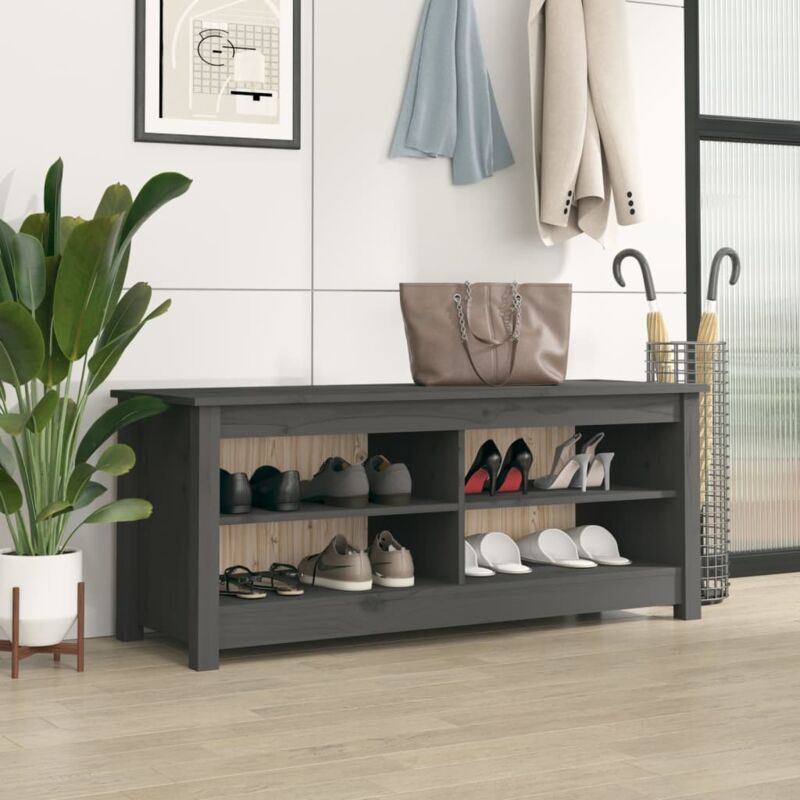 foto del prodotto vidaxl scarpiera grigia 110x38x45,5 cm in legno massello di pino