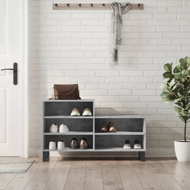 foto del prodotto vidaxl scarpiera grigio cemento 102x36x60 cm in legno multistrato