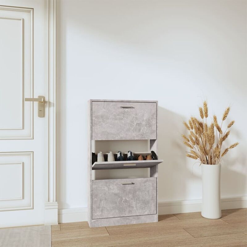foto del prodotto vidaxl scarpiera grigio cemento 59x17x108 cm in legno multistrato