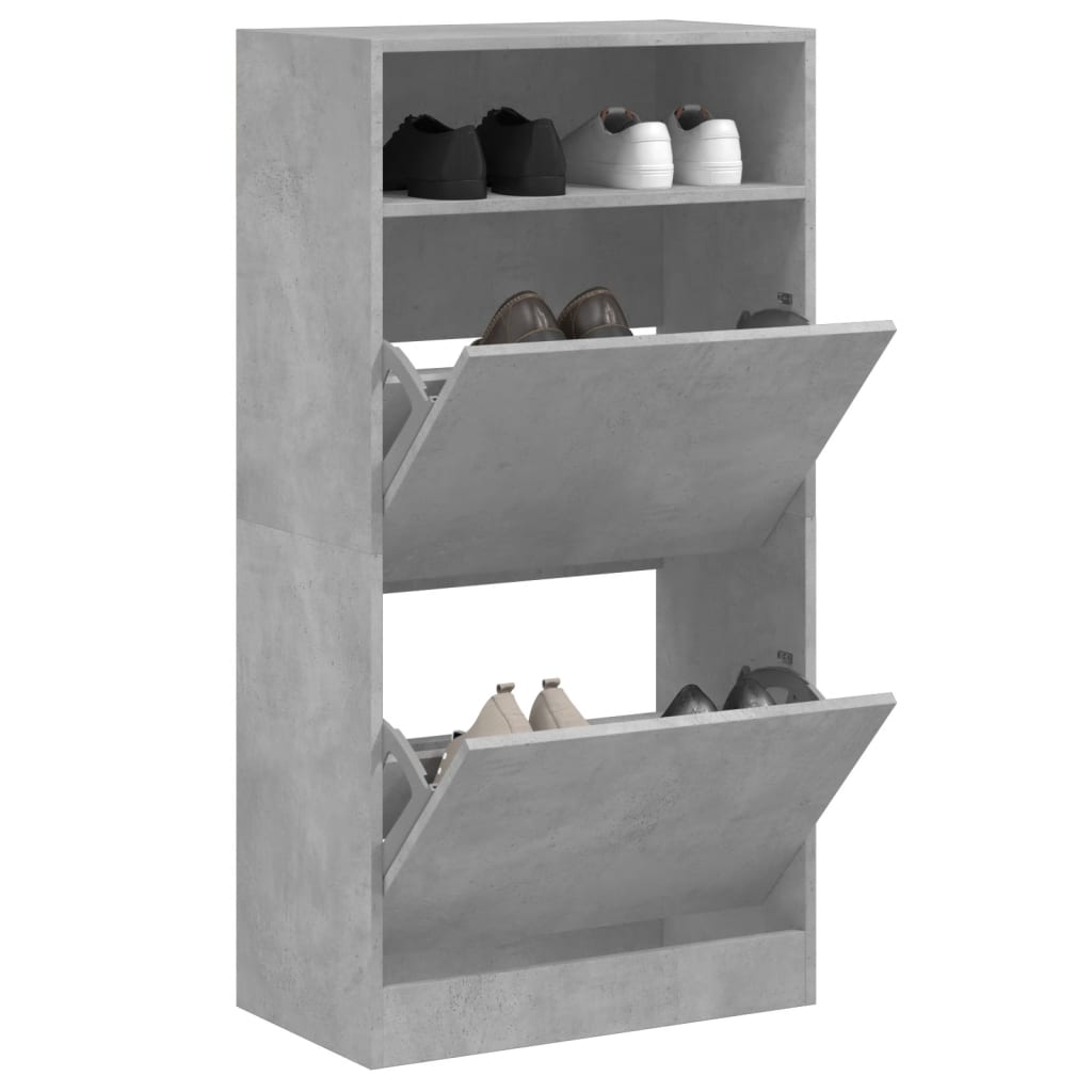 foto del prodotto vidaxl scarpiera grigio cemento 60x34x116 cm in legno multistrato