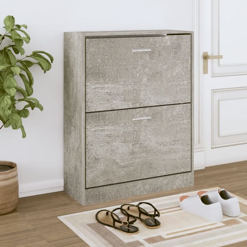 foto del prodotto vidaxl scarpiera grigio cemento 63x24x81 cm in legno multistrato