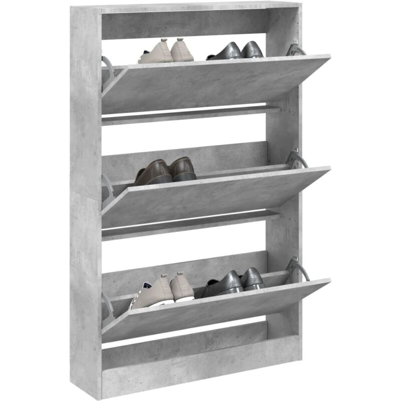 foto del prodotto vidaxl scarpiera grigio cemento 80x21x125,5 cm in legno multistrato