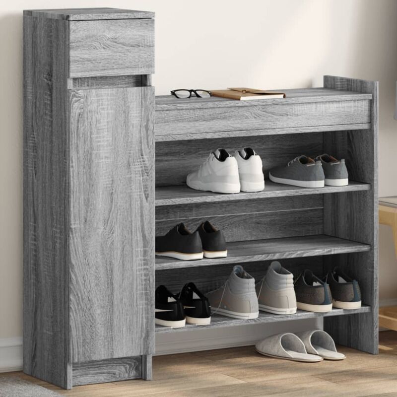 foto del prodotto vidaxl scarpiera grigio sonoma 100,5x28x100 cm in legno multistrato