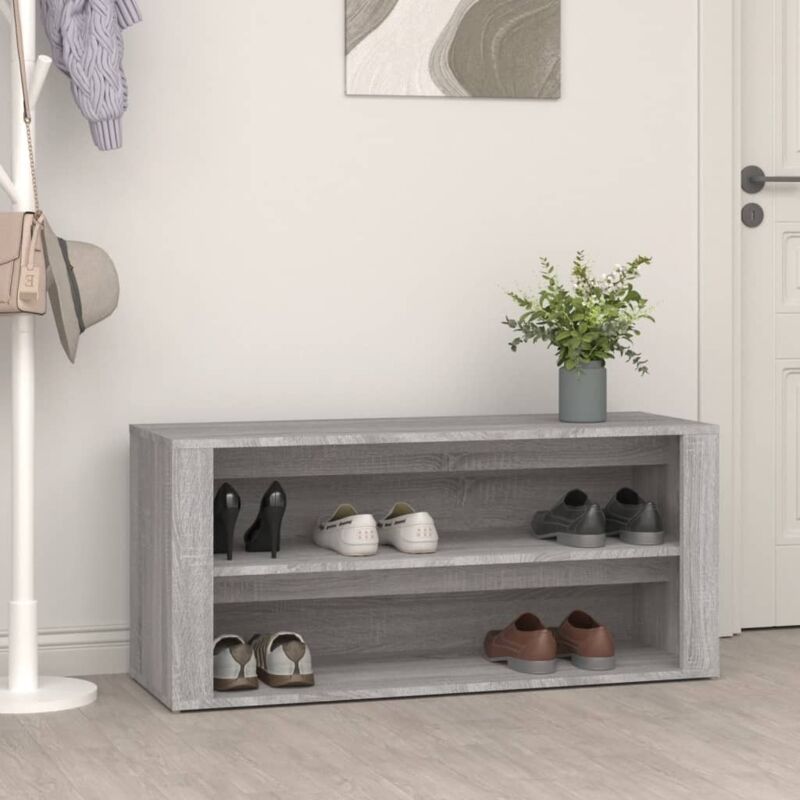 foto del prodotto vidaxl scarpiera grigio sonoma 100x35x45 cm in legno multistrato