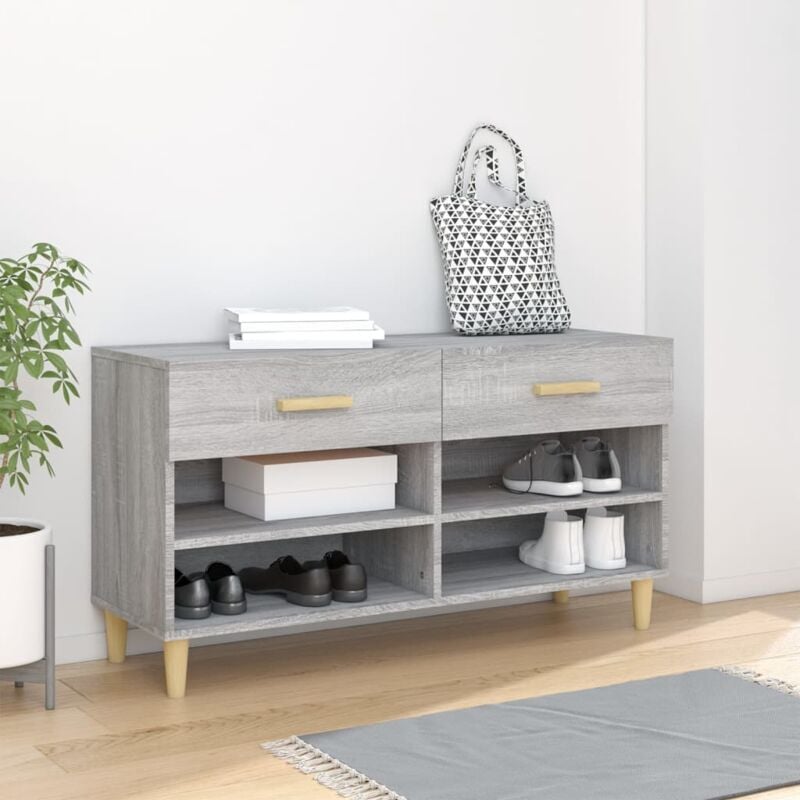 foto del prodotto vidaxl scarpiera grigio sonoma 102x35x55 cm in legno multistrato