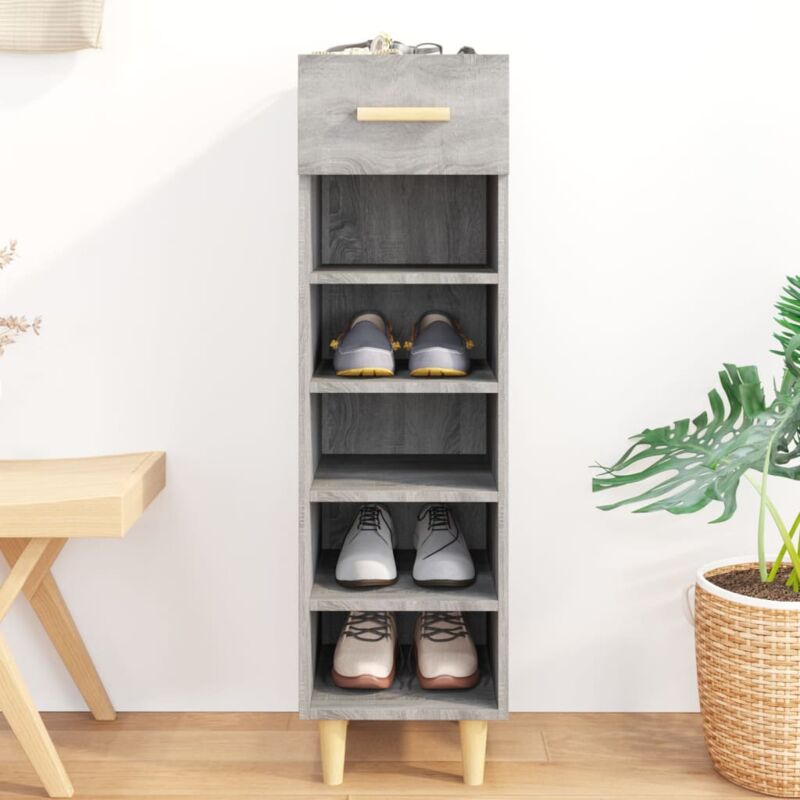 foto del prodotto vidaxl scarpiera grigio sonoma 30x35x105 cm in legno multistrato