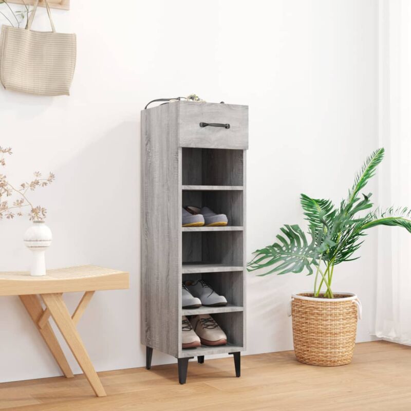 foto del prodotto vidaxl scarpiera grigio sonoma 30x35x105 cm in legno multistrato