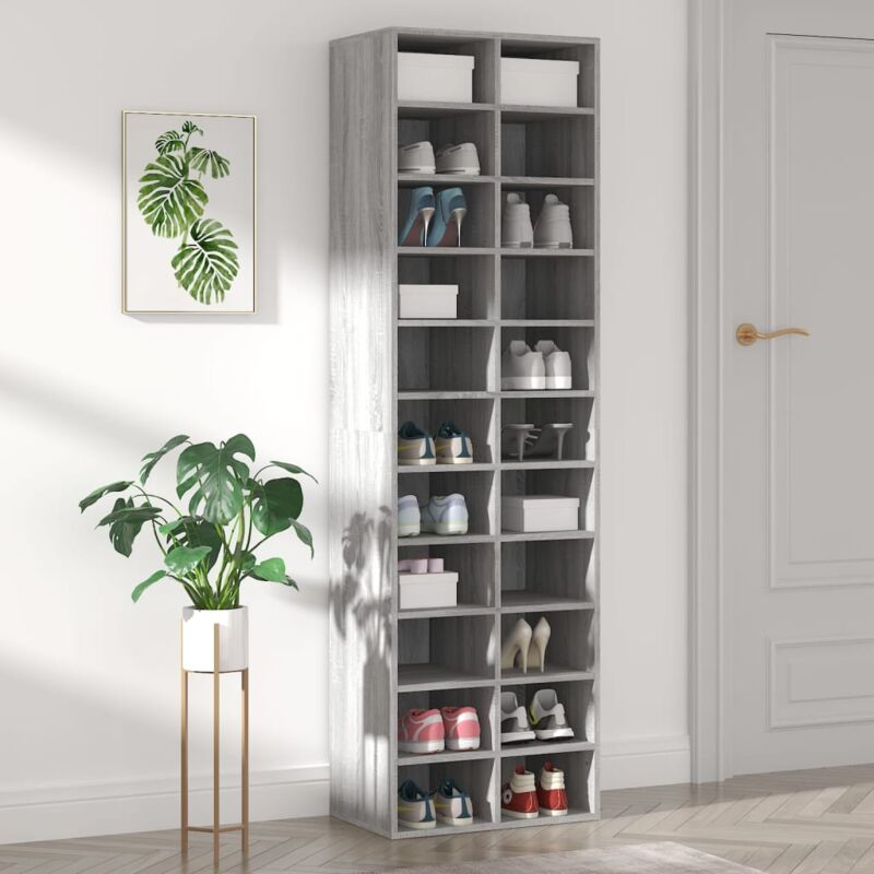 foto del prodotto vidaxl scarpiera grigio sonoma 54x34x183 cm in legno multistrato