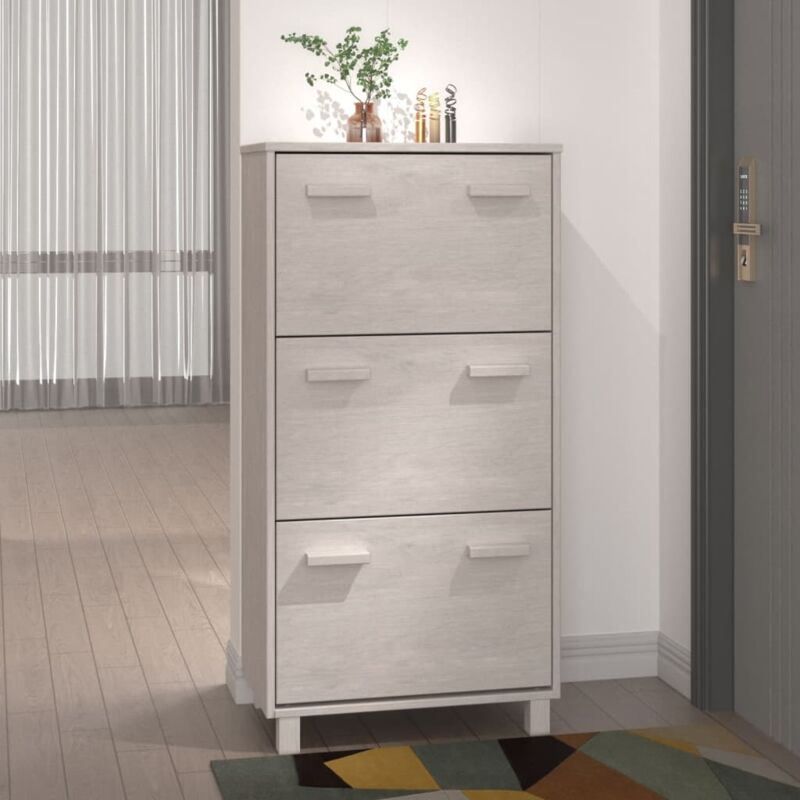 foto del prodotto vidaxl scarpiera hamar bianca 59,5x35x117 cm in legno massello di pino