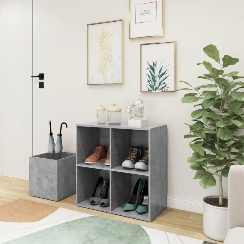 foto del prodotto vidaxl scarpiera ingresso grigio cemento 105x35,5x70 legno multistrato