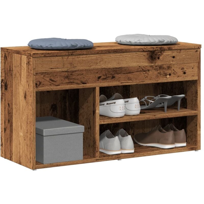 foto del prodotto vidaxl scarpiera legno antico 80x30x45 cm in legno multistrato